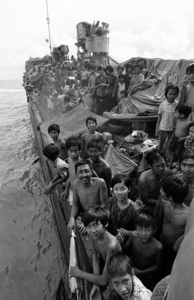 Vietnamesische Flüchtlinge auf dem Deck des Frachters »Hai Hong«.