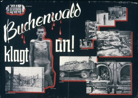 »Buchenwald klagt an!« KPD-Plakat, Unterbezirk Zwickau, Abt. Agitprop, ca. 1945/49. 