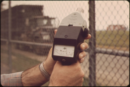 Noise research and noise reduction programs have become important since the 1960s not only in Canada, but also in the United States. The noise meter shown in the photo, taken at Boston Logan International Airport in June 1973, recorded over 86 decibels.(Wikimedia Commons; National Archives and Records Administration [NARA], Environmental Protection Agency [EPA], Photo: Michael Philip Manheim/Public Domain)