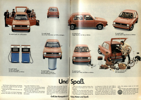 VW-Anzeige, in: Auto Motor und Sport H. 14/1974, S. 55f.