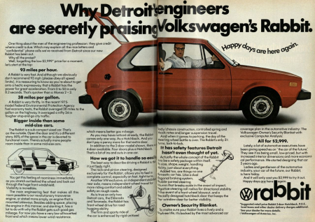 VW-Anzeige, in: Road & Track, März 1975, S. 24f.