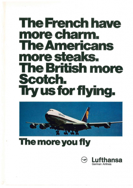 Lufthansa-Werbeanzeige, 1974(Historisches Firmenarchiv Lufthansa)