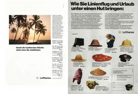 Fernreisen in Werbeanzeigen von Lufthansa 1979 und 1975 (Historisches Firmenarchiv Lufthansa)