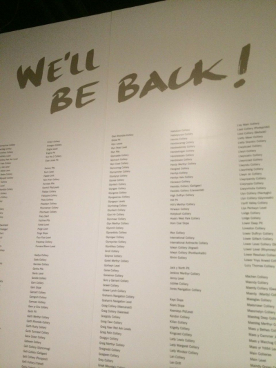 »We’ll Be Back!« Tafel im Museum Big Pit, Blaenavon, Südwales (Foto: Stefan Berger)
