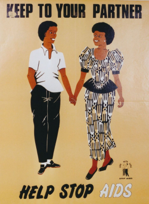 Abb. 4: »KEEP TO YOUR PARTNER / HELP STOP AIDS«. Health Education Division, Ministry of Health, Ghana, 60,3 x 45,0 cm, 1987–1991 (Sammlung Deutsches Hygiene-Museum Dresden, Inventarnummer 2002/540)