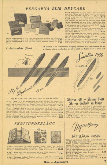IKEA-Katalog Schweden 1950, S. 7 (© Inter IKEA Systems B.V, URL:  https://ikeamuseum.com/en/digital/ikea-catalogues-through-the-ages/1950s-ikea-catalogues/1950-ikea-catalogue/)