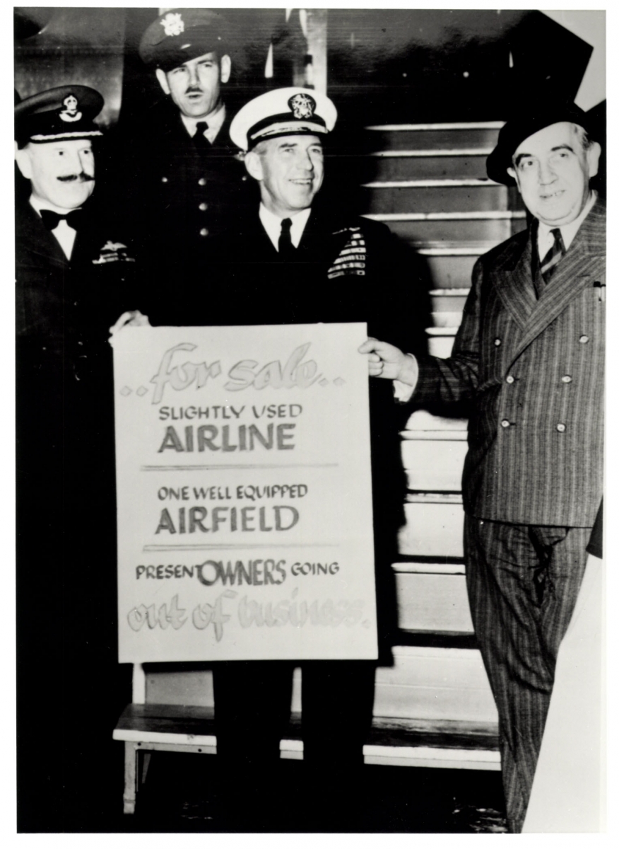 Group Captain Brian C. Yarde (Commanding Officer RAF), Col. John E. Barr (Tempelhof Commander), Admiral John Wilkes, and Governing Mayor Ernst Reuter celebrating the end of the Berlin Blockade in May 1949. Group Captain Brian C. Yarde (Commanding Officer RAF), Col. John E. Barr (Tempelhof Commander), Admiral John Wilkes, and Governing Mayor Ernst Reuter celebrating the end of the Berlin Blockade in May 1949.