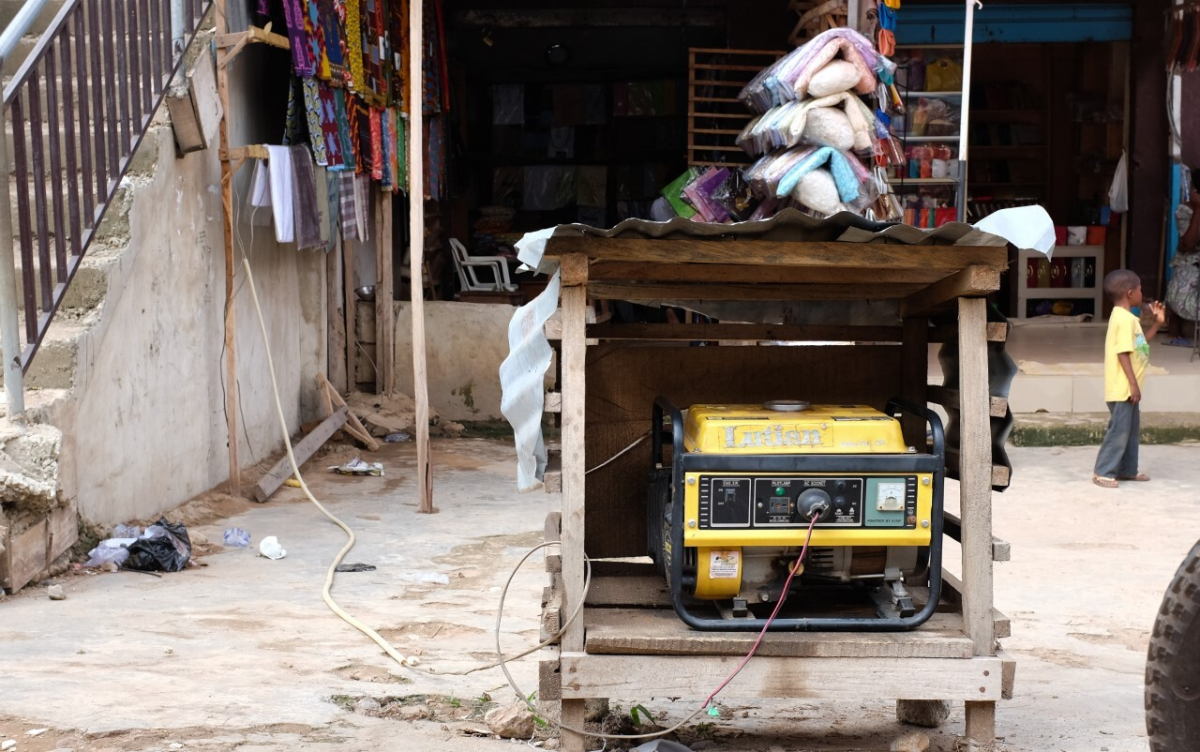 Market stall generator, Dugbe market, Ibadan, 2015 (photo: Brian Larkin)