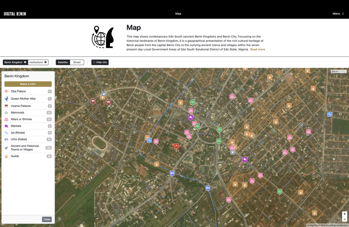 Space »Map« der Website »Digital Benin« (Februar 2025, Screenshot/Ausschnitt)