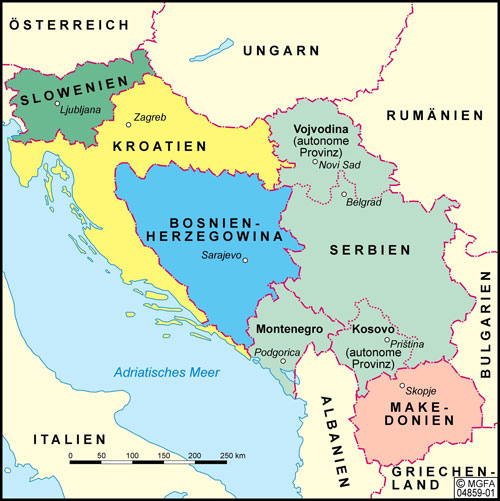 Karte von Jugoslawien 1990