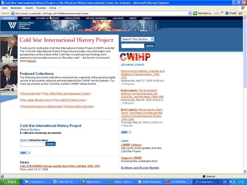 Startseite des CWIHP (April 2005)