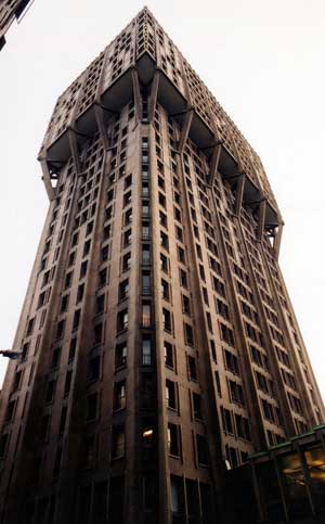 Milan, Torre Velasca, view from the base