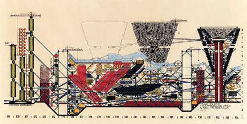 Plug-In City, axonometric drawing, 1962-1964