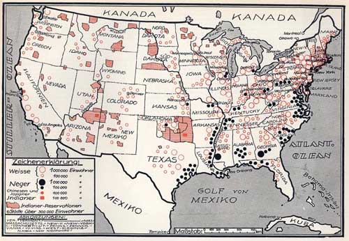 Karte: Nationalitäten in den Vereinigten Staaten von Amerika