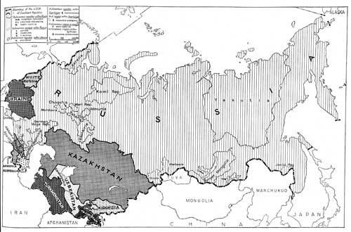 Karte: Die Lösung der nationalen Frage in der Sowjetunion