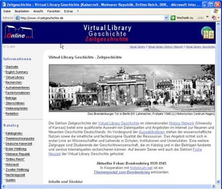 Startseite der Virtual Library Zeitgeschichte (Dezember 2003)