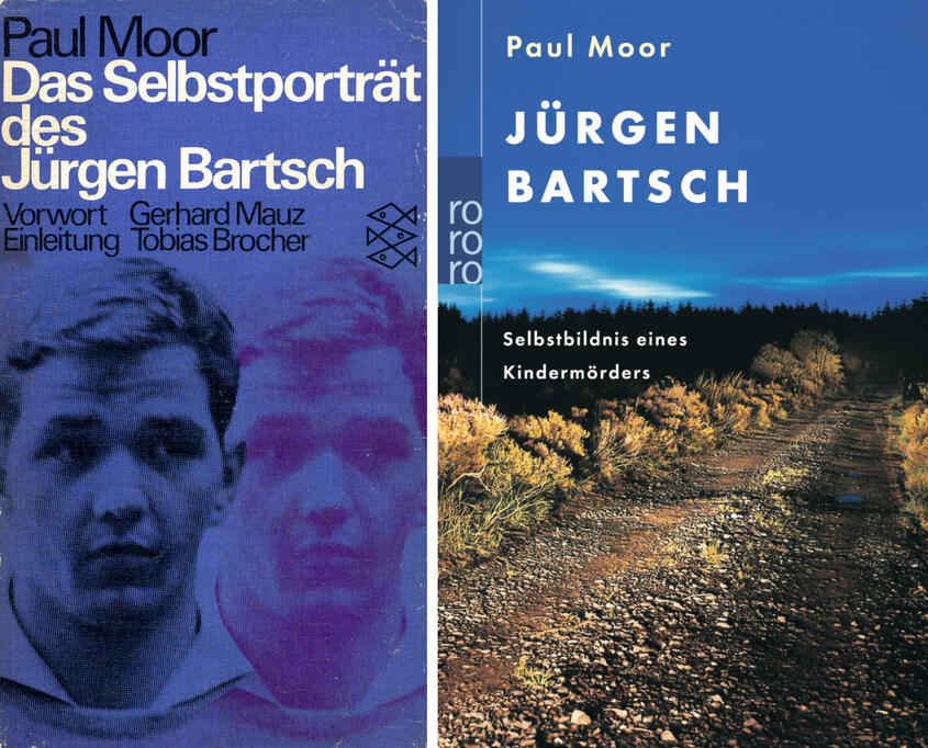 Buchcover von Paul Moors »Selbstporträt« (1972) bzw. »Selbstbildnis« (2003) des Jürgen Bartsch