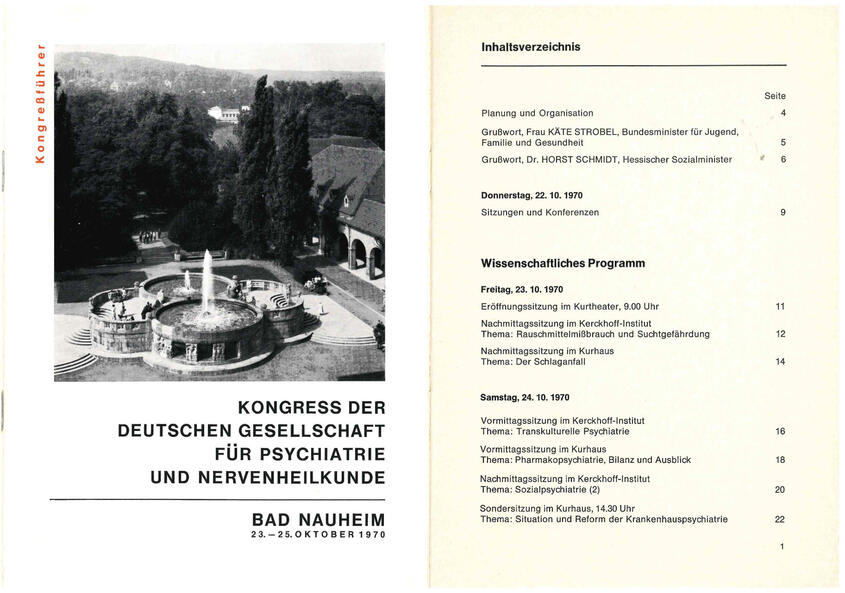 Kongressführer der 99. Tagung der Deutschen Gesellschaft für Psychiatrie und Nervenheilkunde (1970)