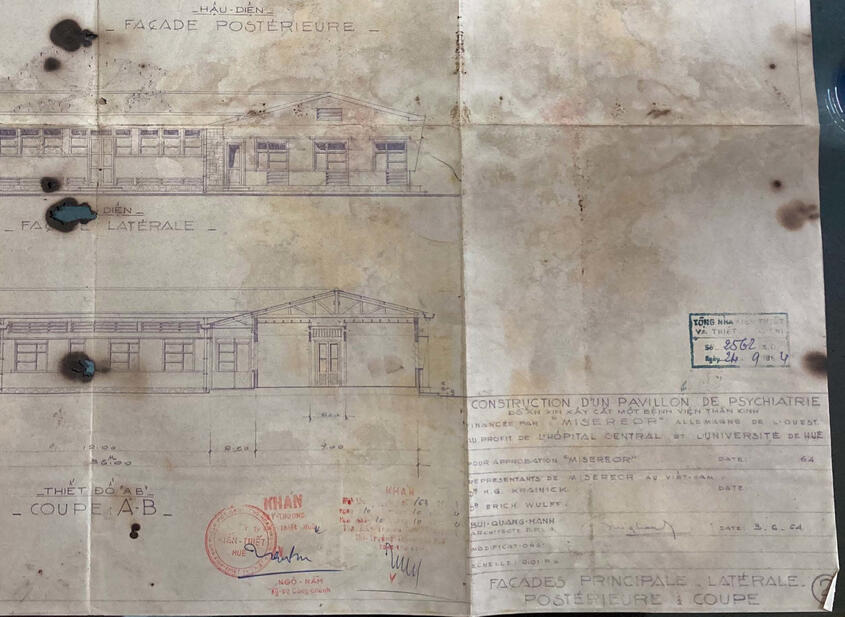 Konstruktionsplan für den Neubau eines Psychiatrie-Pavillons in Huế